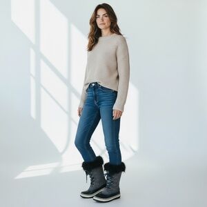 Sorel Womens Size 6 Joan de Arctic Waterproof Snow Boots Suede Upper Lace Up